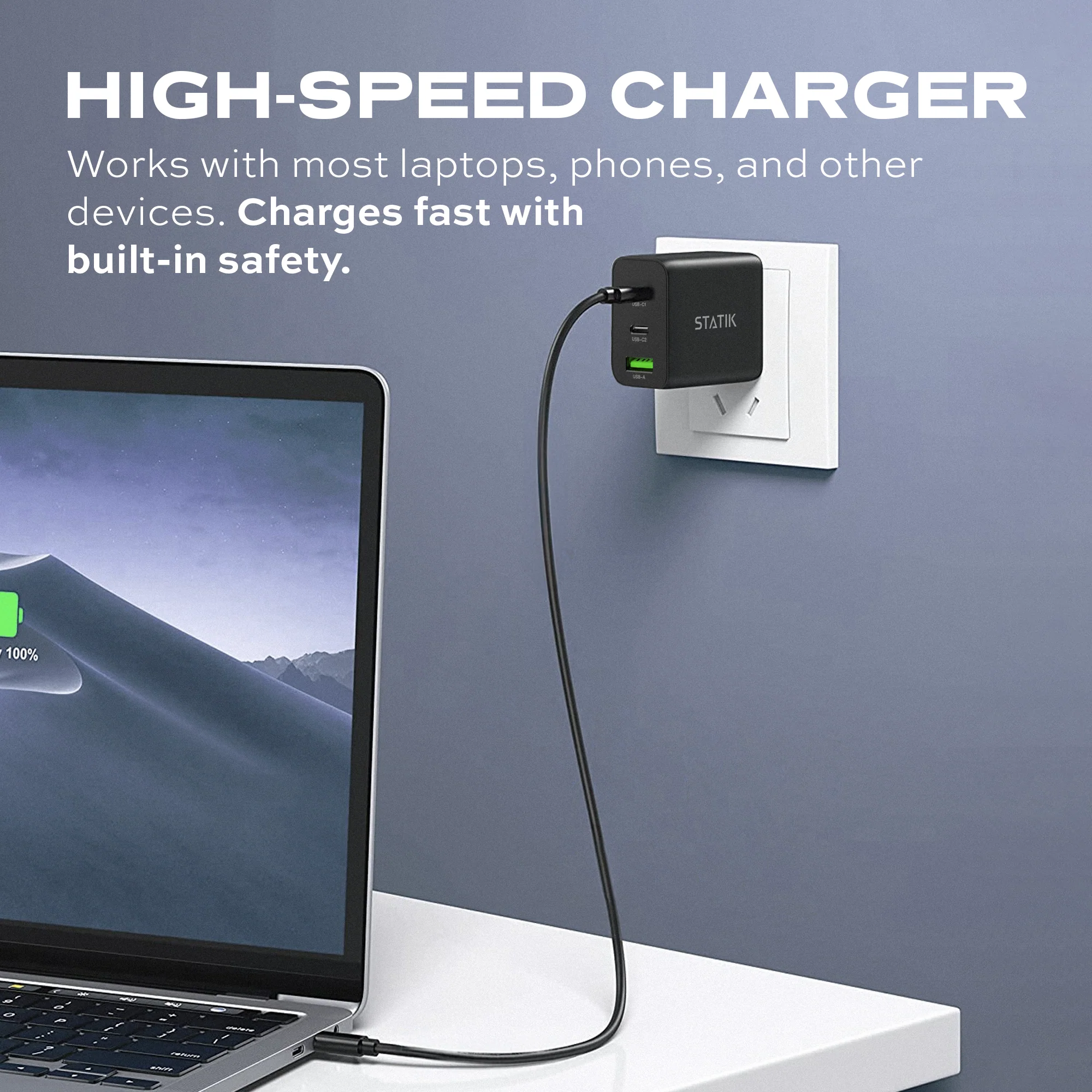 65W GaN Charger Global | Includes 3 International Plug Adapters (EU, UK, AU) - Image 3