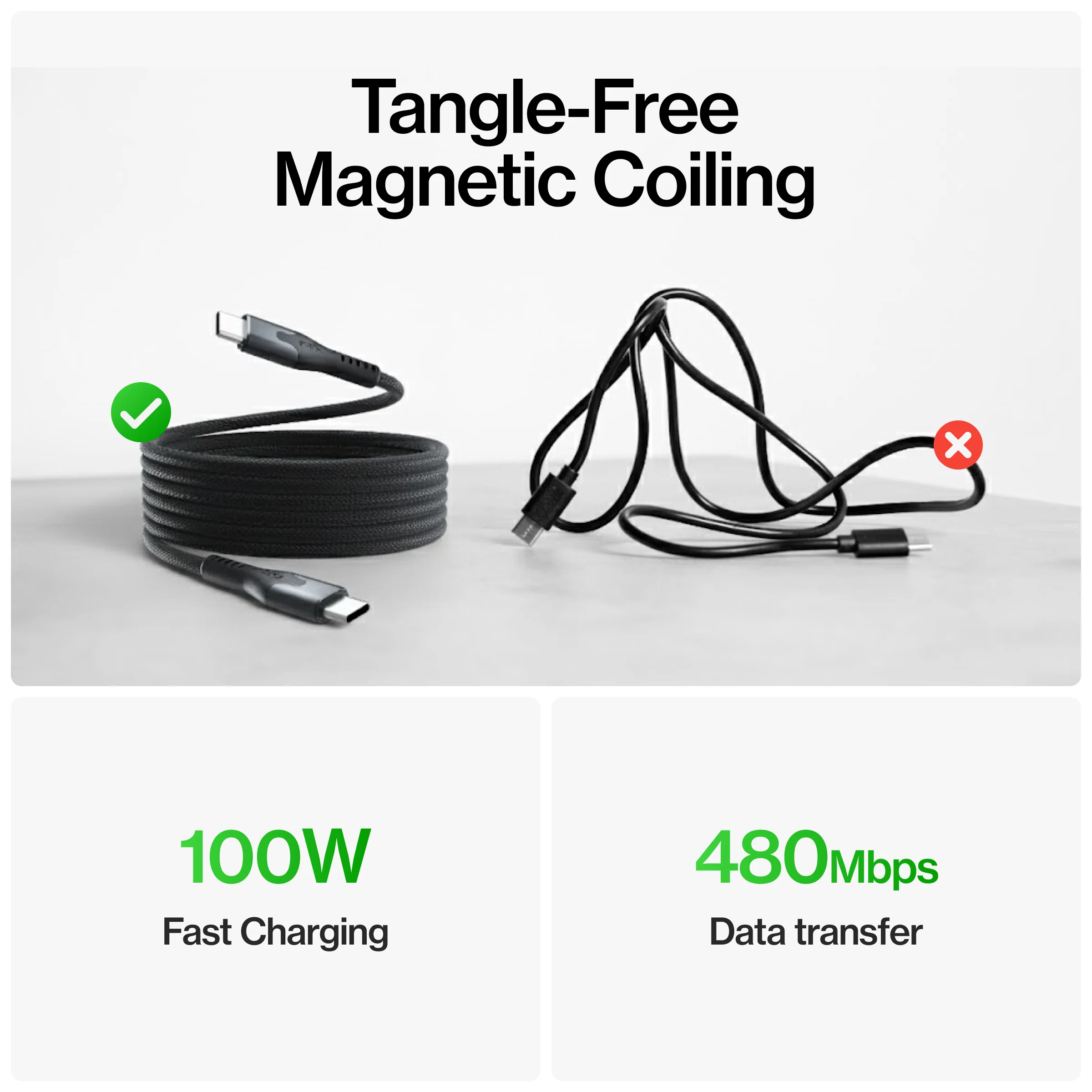 MagStack® Pro | Fast Charge & Data Cable | Tangle-Free Magnetic Nylon - Image 5