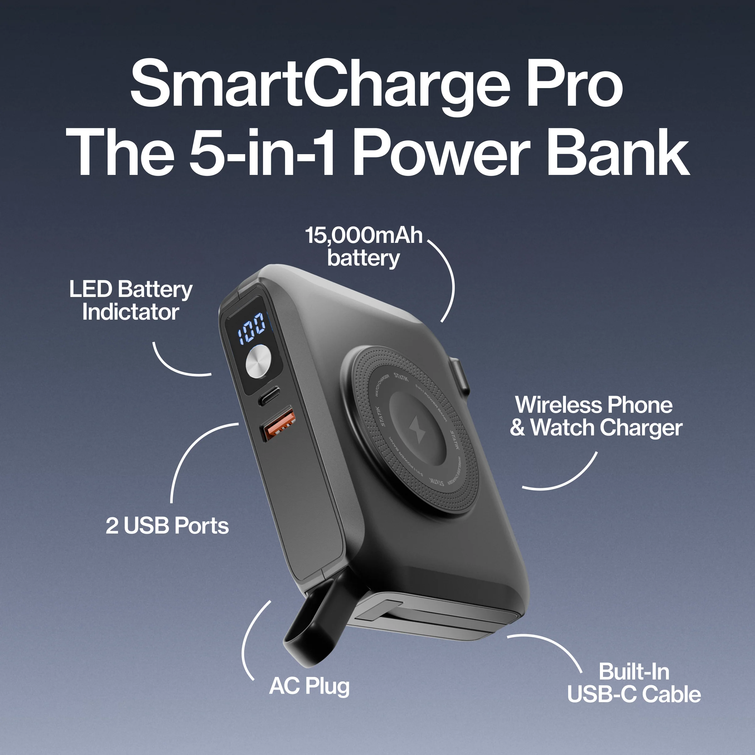 SmartCharge Pro | 15,000 mAh PowerBank and Charger - Image 5